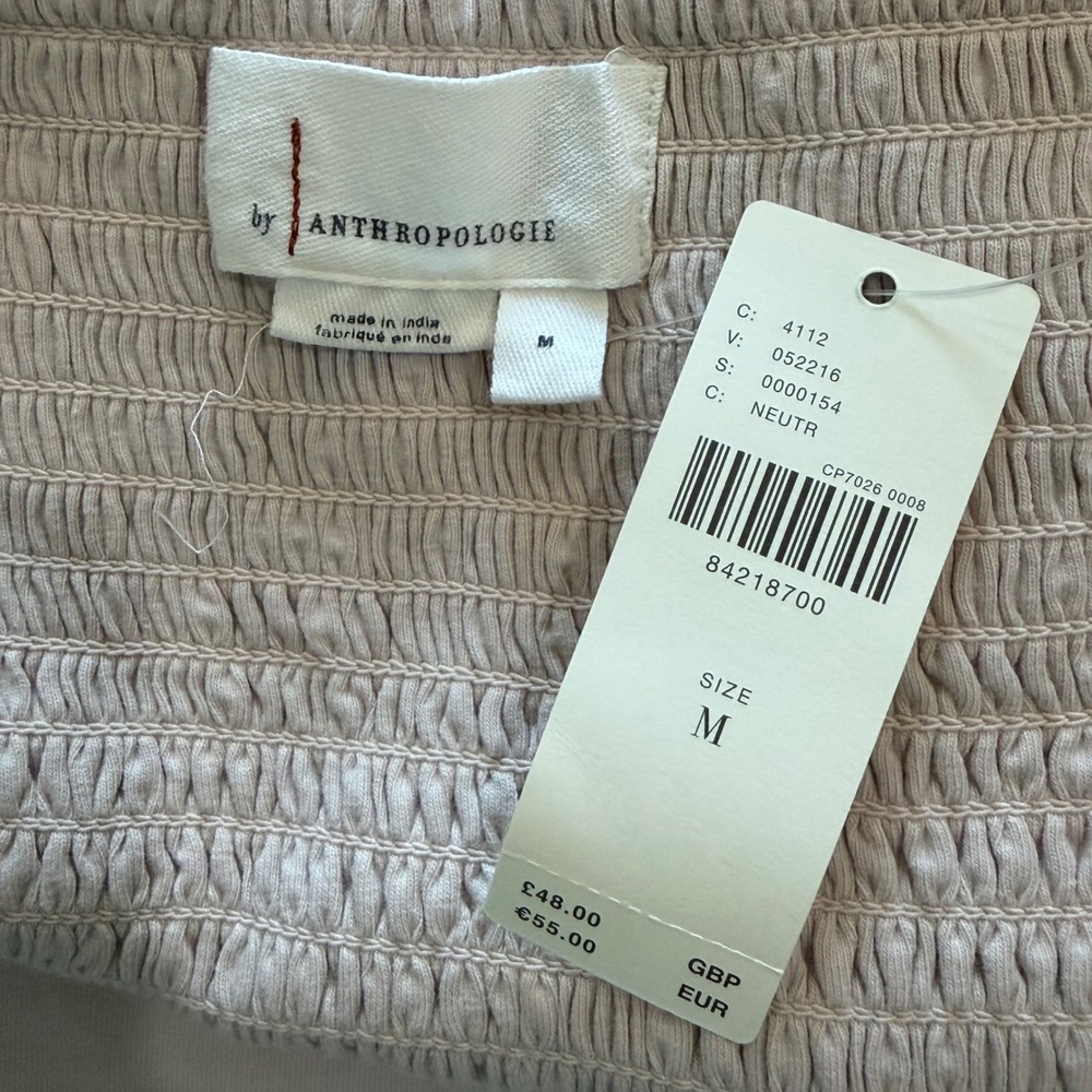 Anthropologie Neutral Bubble Hem Mini Skirt Smocked Back Size M Coquette Y2K - Picture 8 of 11